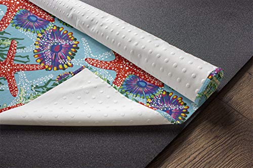 Lunarable Underwater Yoga Mat Towel, Floral Arrangement Under The Sea Starfish and Moss Pattern Abstract Nature Scene, Non-Slip Sweat Absorbent Yoga Pilates Workout Pad Cover, 25" x 70", Multicolor