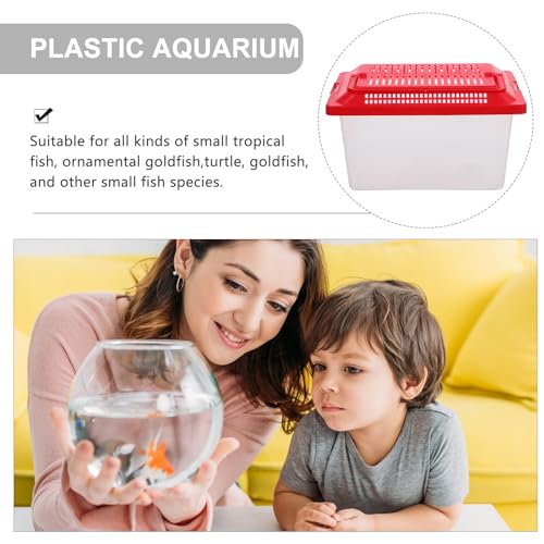 Portable Fish .08X4.33X4.33 Inch Handheld Aquarium Transparent Turtle Box Compact Plastic Pet Hamster Carrier for Travel and Home Use