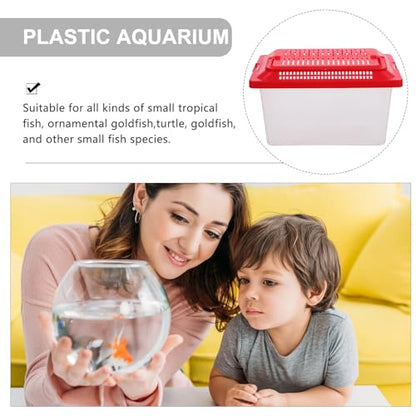 Portable Fish .08X4.33X4.33 Inch Handheld Aquarium Transparent Turtle Box Compact Plastic Pet Hamster Carrier for Travel and Home Use