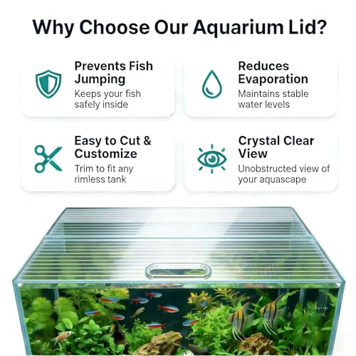 Aquarium Canop Polycarbonate 15.37 x 7.63 x 0.24 for 5/10 Gallon Without Center Brace Aquariums Cover Aquarium Lid，Clear
