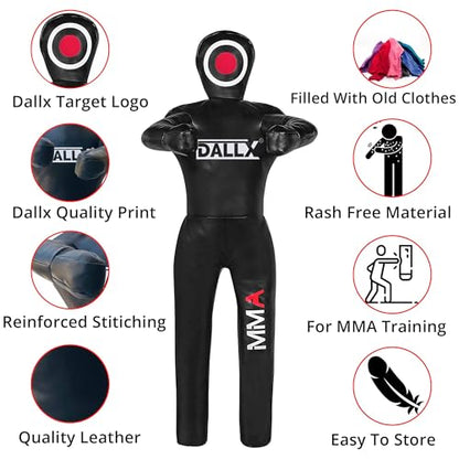 DALLX MMA Grappling Dummy for Judo Karate Throwing Brazilin JIU Jitsu Wrestling Submission Punching Bag for Self Defense Fitness Training Dummy – UNFILLED - size: 4FT