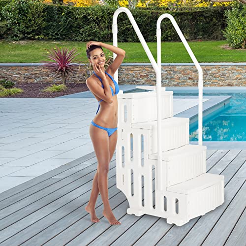 VINGLI Pool Ladder for Above Ground Pools 4-Step, Safety Stair - Full Beige - color: Full Beige, size: 4 Steps