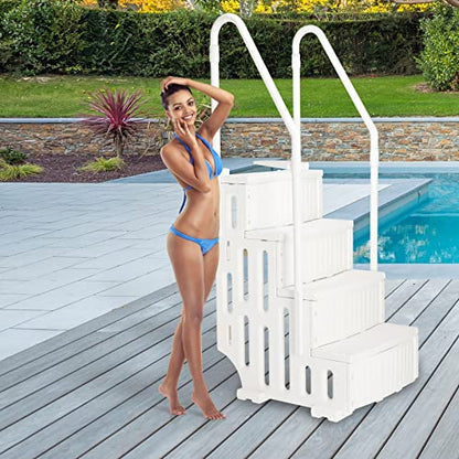 VINGLI Pool Ladder for Above Ground Pools 4-Step, Safety Stair - Full Beige - color: Full Beige, size: 4 Steps