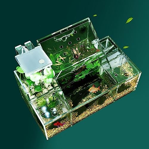 Fish Bowl Vase Ecological Fish Tank Desktop Breeding Hatching Special Fish Tank Isolation Box Circulating Water Filtration Pump Home Office Desktop Aquarium Ornaments Small Fish Tank Starter Kit