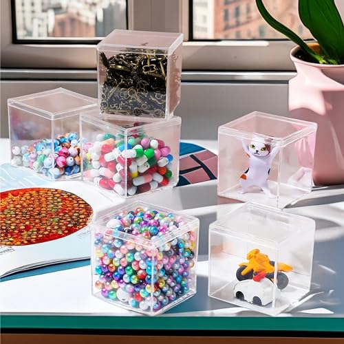 Acrylic Candy Box Clear Square Cube Display Boxes Jewelry Storage Box Acrylic Boxes with Lids for Weddings Birthday Party - size: 3 x 3 x 3 Inch