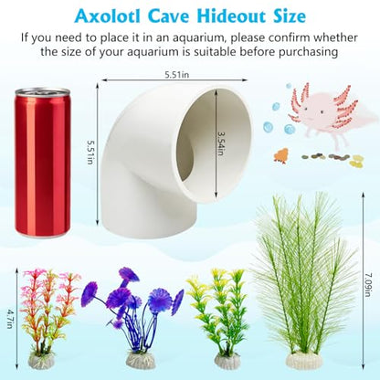 Axolotl Hideout Tube Set Resting Tunnel for Aquarium Axolotl Cave Hideout Fish Tank Accessories Habitat Shelter for Turtle Betta Fish Lizard and Other Small Reptiles and Amphibians