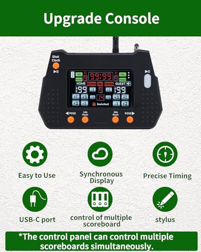 LUCKY TIME Electronic Basketball Scoreboard with 14/24 Seconds Shot Clock - style: Single Side | Remote Control & Console Control