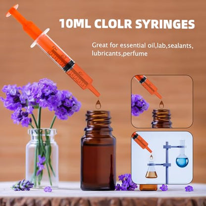 40pcs 10ml Syringes with Caps for Industry Lab Pet Feeding (Orange)
