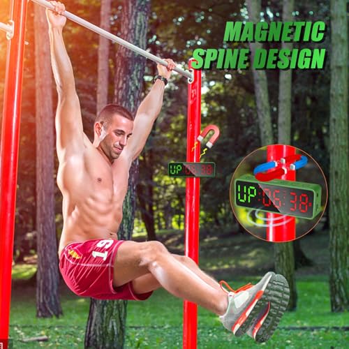 Small Gym Timer Clock Stopwatch Magnetic Workout Interval Timer, Large LED Digital Display, Home Accessories Countdown Clock for Home Gym Garage Schools (Matte Green) - color: Matte Green