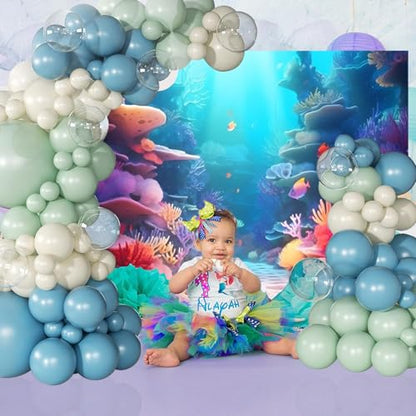 Under The Sea Backdrop 10x8ft Underwater Ocean Seabed Photo Backdrop Mermaid Backdrop for Girls Baby Shower Birthday Party Banner Decorations Fish Coral Deep Sea Photography Background