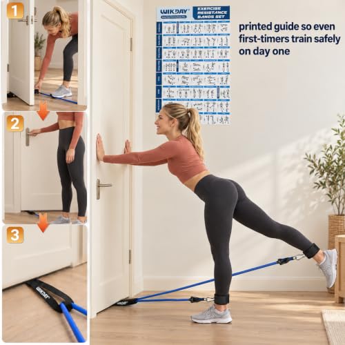 WIKDAY Resistance Bands with Handles for Exercise,beginners - color: 150LBS COLOR