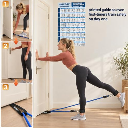 WIKDAY Resistance Bands with Handles for Exercise,beginners - color: 150LBS COLOR