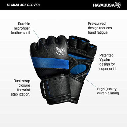 Hayabusa T3 4oz Pro Style MMA Gloves for Men and Women - color: White/Black, size: Medium