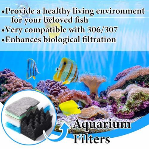 52 Pcs Replacement Filter Media Kit Compatible with Fluval 306/307 Aquarium Filters, Include Three Bio Sponge, Ammonia/Phosphate/Nitrite Remover, Towel and Grease - style: 306/307