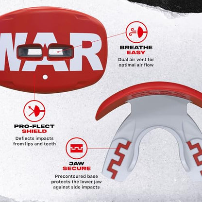 SAFEJAWZ Lip Guard, Football Mouth Guard with Detachable Strap - color: War