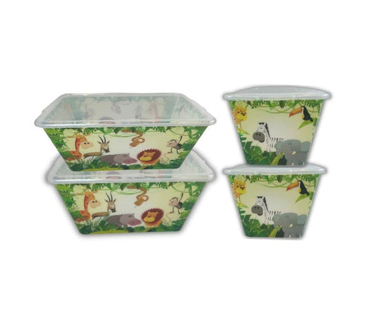 Storage Totes with Lids - Made in USA 14.5-Gallon (58-Quart) 4-Pack Storage Bins with Lids Plastic Storage Containers Large Storage Boxes for Organizer Jungle Animal/Clear - color: Jungle Animal/ Clear