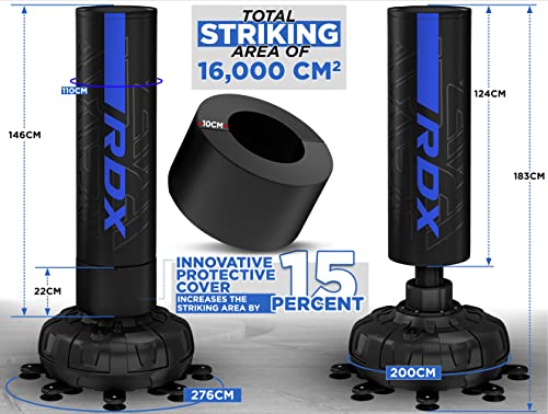 RDX XXL 330LBS Freestanding Punching Bag with Cover & Gloves – 72” Adult Heavy Pedestal Punch Bag Set - 17 Suction Cup 8 Extended Legs Stand Base - Kick Boxing MMA Home Gym Fitness - color: Blue