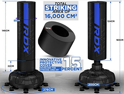 RDX XXL 330LBS Freestanding Punching Bag with Cover & Gloves – 72” Adult Heavy Pedestal Punch Bag Set - 17 Suction Cup 8 Extended Legs Stand Base - Kick Boxing MMA Home Gym Fitness - color: Blue