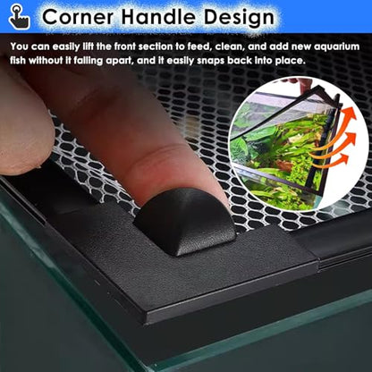 Magnetic Aquarium Cover Square Fish Tank Lid Anti Jump Net with Corner Handles Sturdy Cat Proof Home Fish Tank Protector for Square Terrariums and Fish Tanks - size: L80xW35cm
