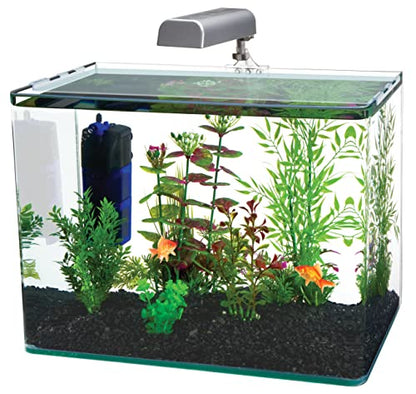 PENN-PLAX Water-World Radius Desktop Nano Aquarium Kit – Come with LED Light, Internal Filter, and Mat – Perfect for Shrimp and Small Fish – 5 Gallon Tank