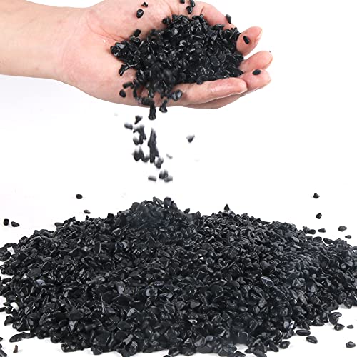 3lb Black Cactus Pea Gravel Rocks,1/4 Inch Pebbles for Indoor Plants, Natural Succulent Rock and River Rocks Decorative for Aquariums, Vases, Outdoor Gardening, Top Dressing for Potted Plants - color: Black Galaxy, size: 3LB