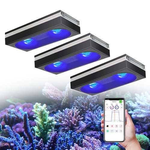 3X RL180 Marine LED Aquarium Reef Lights Full Spectrum Coral Fish Tank Lighting WiFi Control LED Aquarium Light for Coral Reef Marine Fish Tank Salt Water - color: Black, size: With Hang Kit
