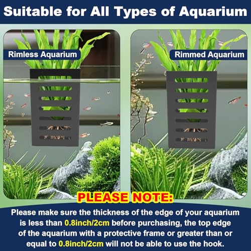 4Pack Aquarium Plant Holder Hanging Aquarium Planters with Hooks and Suction Cups Aquarium Planter Cups Fish Tank Plant Holders for Aquatic Plant Cultivation, Aquascape Decoration