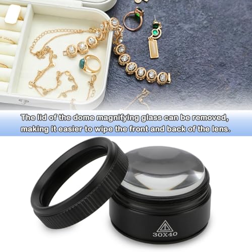 Rongon 30X Portable Pocket Reading Magnifier Optics Loupes Mini Desk Magnifier Loop Microscope Magnifying Glass Lens for Jeweler Stamps Maps Antiques Magazines Electronics (30X 40MM) - size: 30X40MM