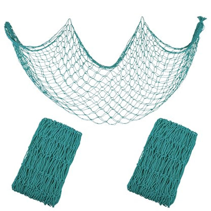 Decorative Fishing Net 5x10 ft,YuanDe 2 Pack Large Aqua Picture Fish Net, Wall Photo Hanging Fishnet for Nautical Mermaid Pirate Ocean Themed Hawaii Beach Under The Sea Party Decorations