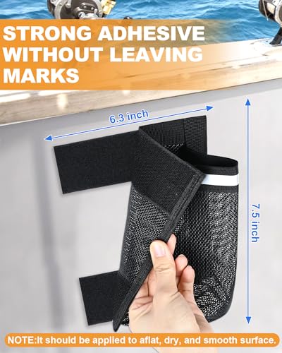 Boat Storage Accessories, 2PCS Closable PVC Reflective Self-Adhesive Universal Boat Caddy Organizer Mesh Bag for Gloves, Tools, Tackle, Gear