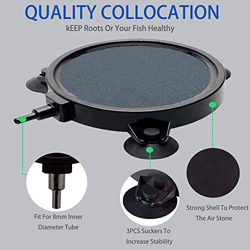 4.2-Inch Air Stone Disc Bubble Diffuser with Suction Cups for Oxygenation in Fresh/Saltwater Tanks, Ponds, Hydroponic, Aquaponics, and as a Decorative Airstone for Aquariums - size: 2 PCS