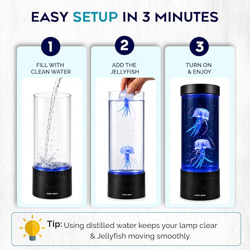 Jellyfish Lamp,16 Color Changing Mood Lamps, 4 Modes Aquarium Night Light, Artificial Fish Tank with Moving Fish, Sensory Room LED Lights for Autism, ADHD, Excellent Gift