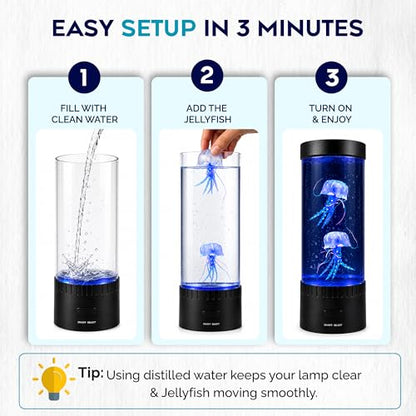 Jellyfish Lamp,16 Color Changing Mood Lamps, 4 Modes Aquarium Night Light, Artificial Fish Tank with Moving Fish, Sensory Room LED Lights for Autism, ADHD, Excellent Gift