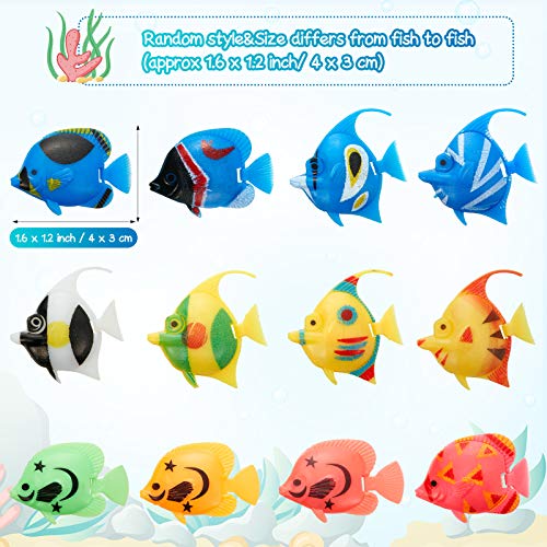 Weewooday 20 Pcs Artificial Moving Fishes Plastic Floating Lifelike Fish Tank Ornament Aquarium Decorations (Random Fish) - style: Random Fish