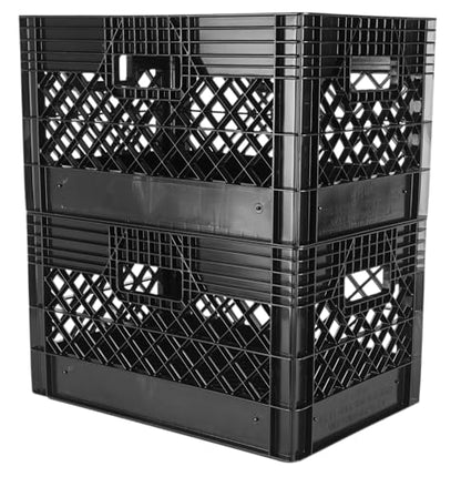 Hudson Exchange 19 x 13 x 11" (24 Quart, 3 Pack) Mesh Commercial Grade Milk Crate Handled Storage Container Tote, Black