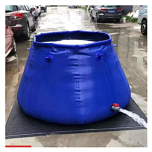 zktoermn Pool Above Ground, Collapsible Canvas Fish Pond Pool Capacity Rainwater Collection Bucket Water Collection Tank with Faucet (Color : Blue, Size : 9Ton) - size: 9Ton