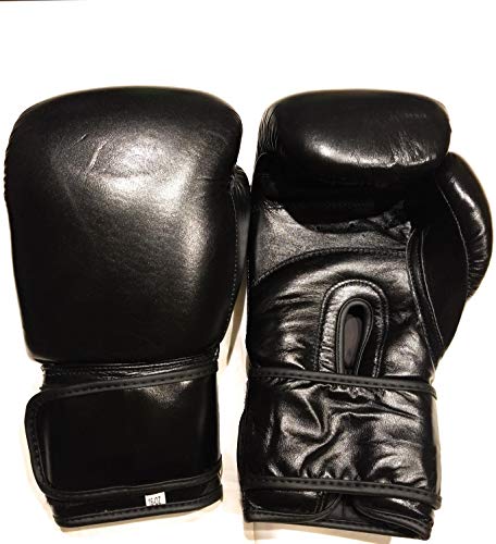 Top Grade Leather Boxing Gloves for Men and Women - Muay Thai Training Kickboxing Fighting Multi Layer Foam Sparring Gloves - Safety Strap Boxing Gloves with Black Palm 20oz, 22oz, 24oz - size: 24oz