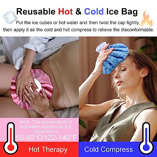 Ice Pack for Injuries Reusable, Ice Bag Reusable 11" Hot Water Bag for Hot & Cold Therapy, No-Leak Elastic Pink Ice Bag for Pain Relief, Menstruation Pain Injuries Muscle Strains - size: 11 Inch