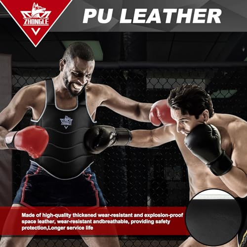 Boxing Chest Protector Adjustable MMA Taekwondo Muay Thai Chest Protector, Boxing Training Heavy fist, Adjustable Shield, Martial Arts Upper Abdomen Protective pad, Taekwondo - color: Black