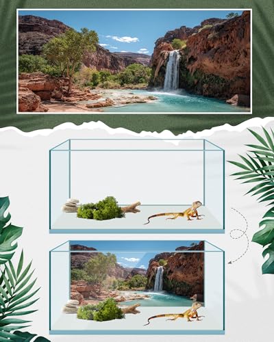 4 Pcs 48 x 18'' Reptile Tank Background 40/55/75 Gallon Bearded Dragon Terrarium Background Decor Polyester Reptile Tank Accessories for Leopard Gecko, Crested Gecko, Tortoises