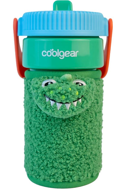 COOL GEAR 16oz GO GRIP Plushie Sleeve, with Straw, BPA-Free - DINO - color: DINO