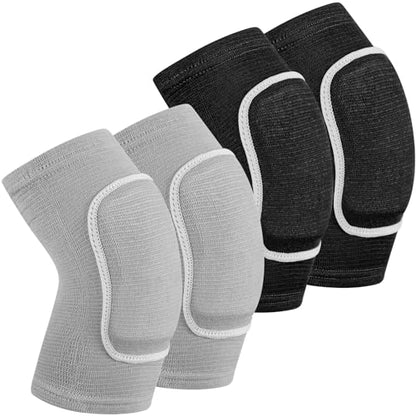 2 Pair Elbow Pads Volleyball Sport Breathable Protective Support Gel Pad Arm Compression Sleeves for Teen Girls Boys Basketball Football Skating(Black, Gray) - color: Black, Gray