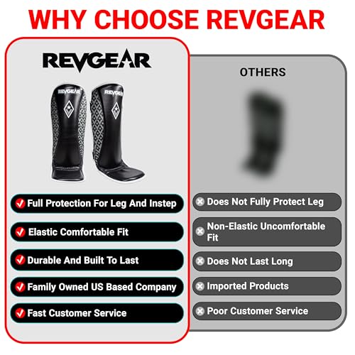 Revgear Superlite Light Weight Leather Shin Guards | for Martial Arts/MMA - color: Black, size: Small
