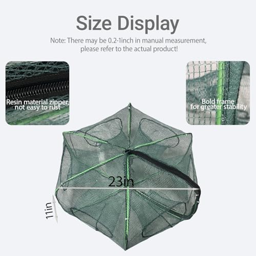 2Pcs Foldable Fish Trap,Minnow Trap,Crab Trap,Fishing Net,Bait Cage for Crabs Minnow Lobster Shrimp Crawfish (6Holes)