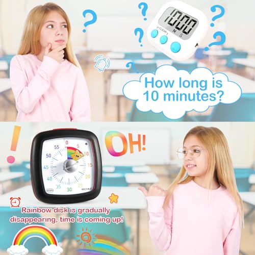 Secura 60-Minute Visual Timer, Silent Study Timer for Kids and Adults - color: Black & Star