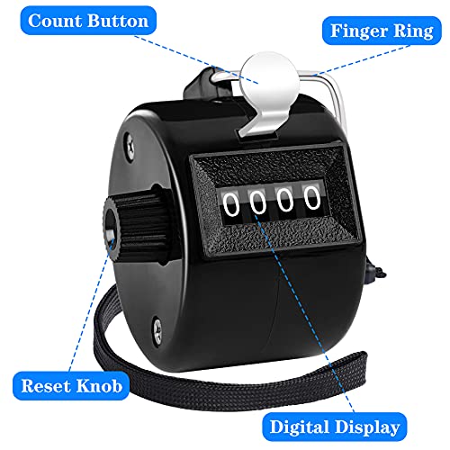 FEBSNOW 2 Pack Tally Counter Clicker 4 Digit Number for School Event - color: Black White