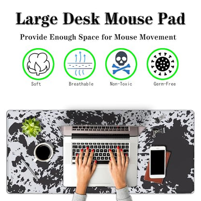 Big Mouse Pads Black Gaming Mousepad Computer Desk Mat Cute Desk Mat Non-Slip Rubber Base Waterproof with Stitched Edges 35.4 X 15.7 for Game Office, Horse Hide Animal Print - color: Horse Hide Animal