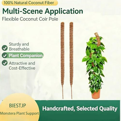 Moss Pole Monstera Plant Support - 2 Pack 28" Bendable Coco Coir Pole for Indoor Climbing Plants with Plant Sticks Support