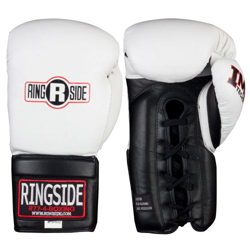 Ringside IMF Tech Lace-Up Sparring Boxing Gloves - color: White, size: 18-Ounce