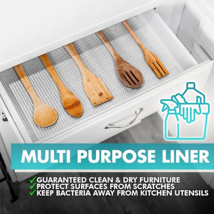 Kitchen Drawer Liners Shelf Liners for Kitchen Cabinets - Truly Non Slip, Non Adhesive Kitchen Cupboard Liners - Easy Cut/Fit, Protect Any Shelves, Wardrobe, Bathroom Surfaces (White, 30 x 600cm) - color: White, size: 11.8"W x 236.2"L
